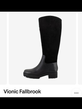 Vionic Fallbrook Tall Black Leather & Suede Boot